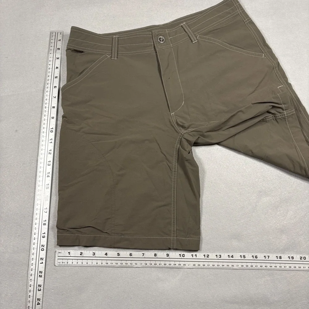 KUHL Renegade Cargo Shorts Mens 34 Khaki Olive Green Technical Hiking Outdoor